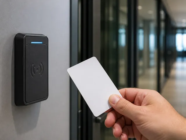 Zutrittskarte an einem elektrischen Türleser als Symbol für sensiblen Zugang und Vertrauen in feste Teams